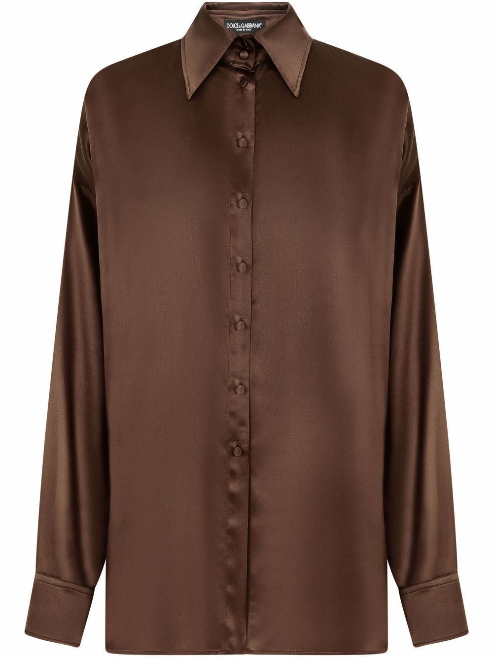 Oversized silk shirt - Brown