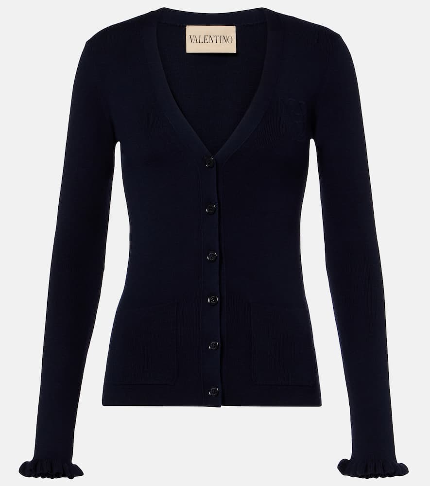 Ruffled virgin wool cardigan
