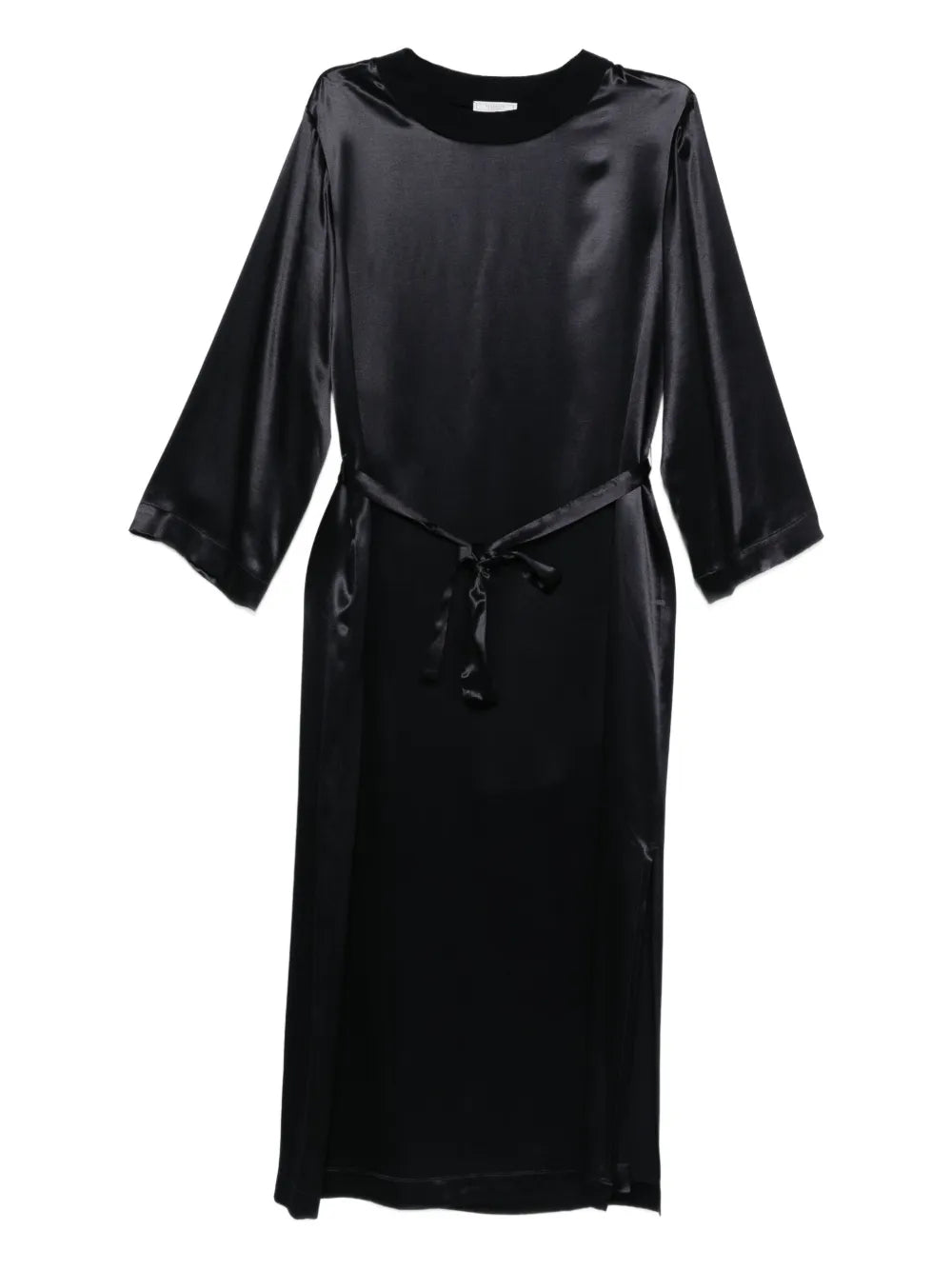 Satin Midi Dress — Black