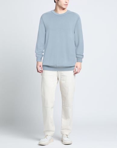Man Sweater Light blue Size 50 Cotton