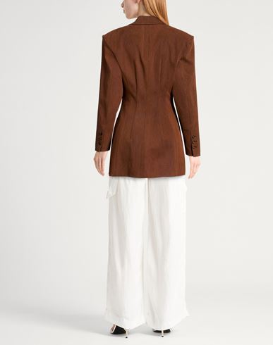 Woman Blazer Tan Size 4 Cotton, Elastane