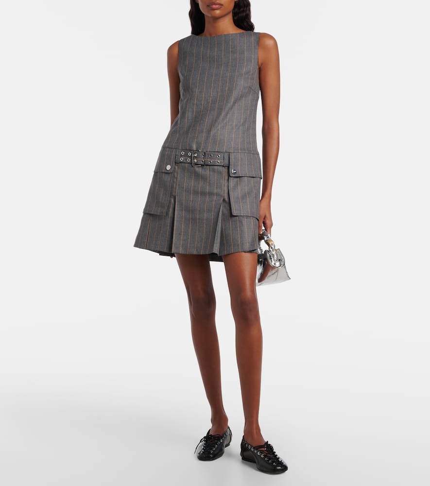 Belted pinstripe minidress