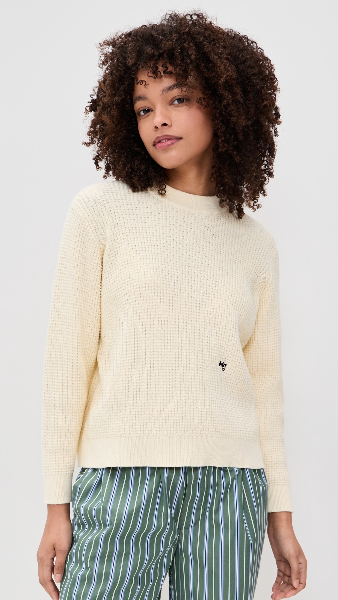 Waffle Knit Pullover Cream