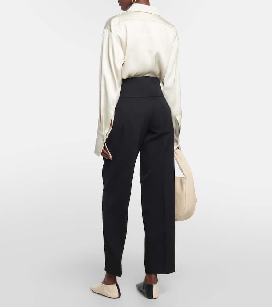 High-rise wool wide-leg pants