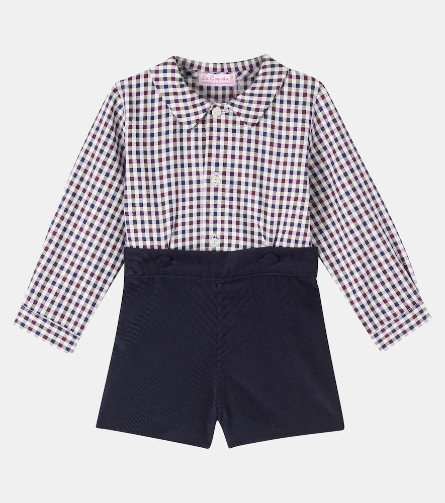 Baby Arlo checked cotton shirt and shorts set