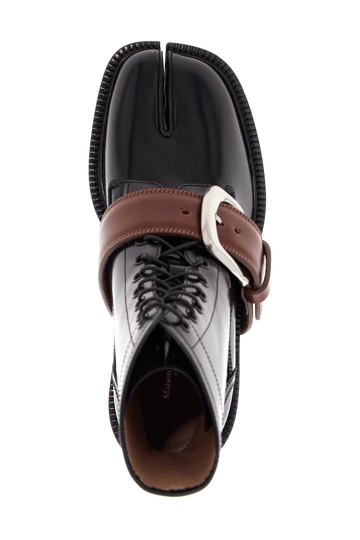 "brushed leather tabi boots