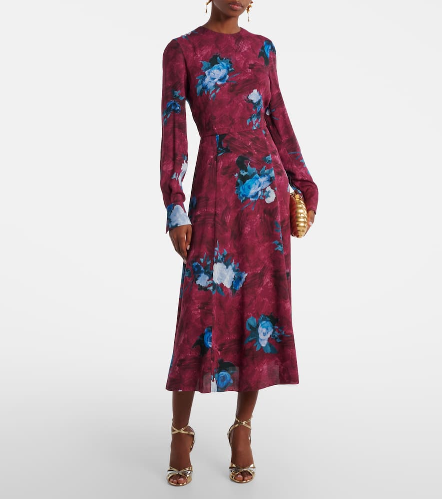Floral crêpe midi dress