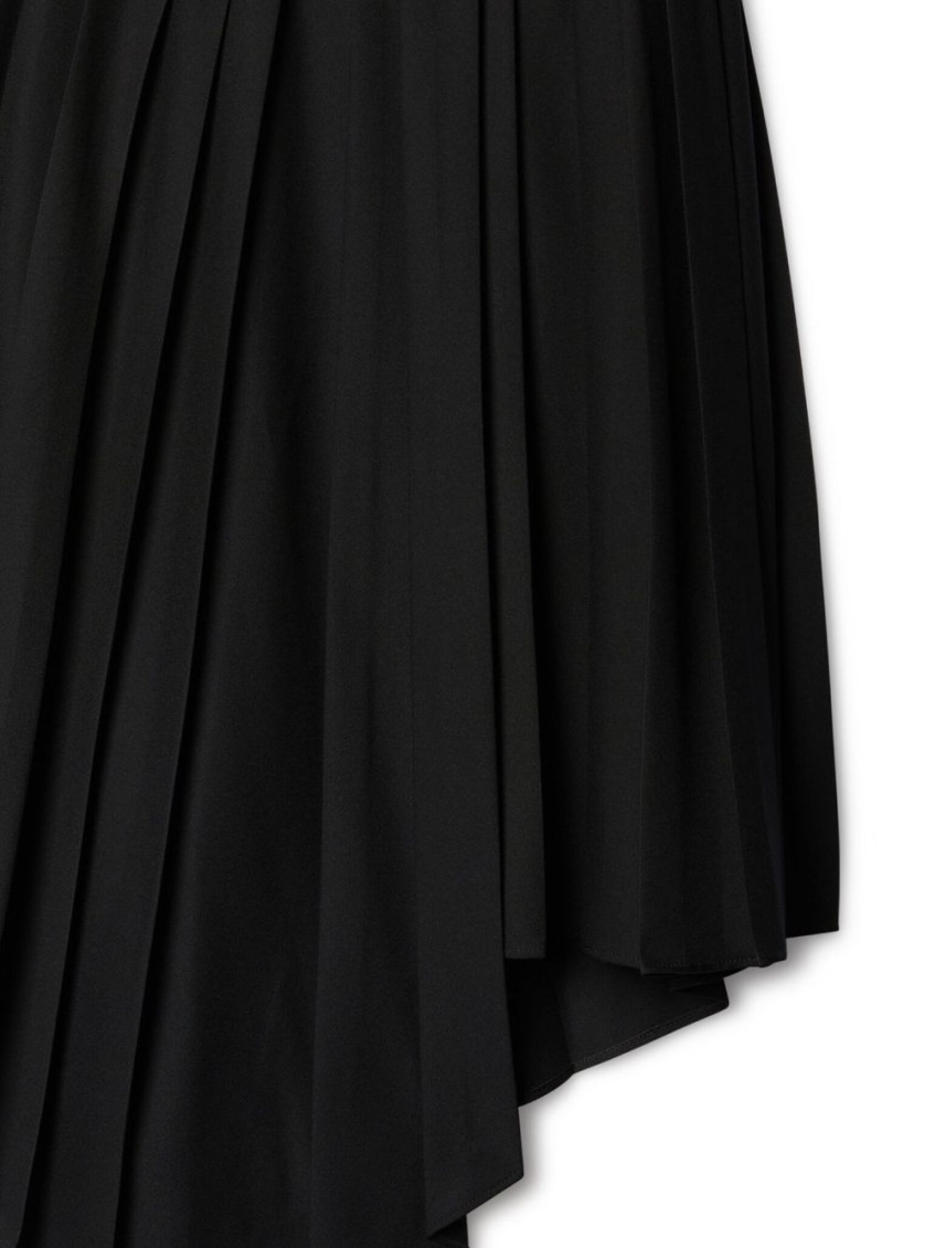 Tech Drill pleated asymmetric skirt - Black