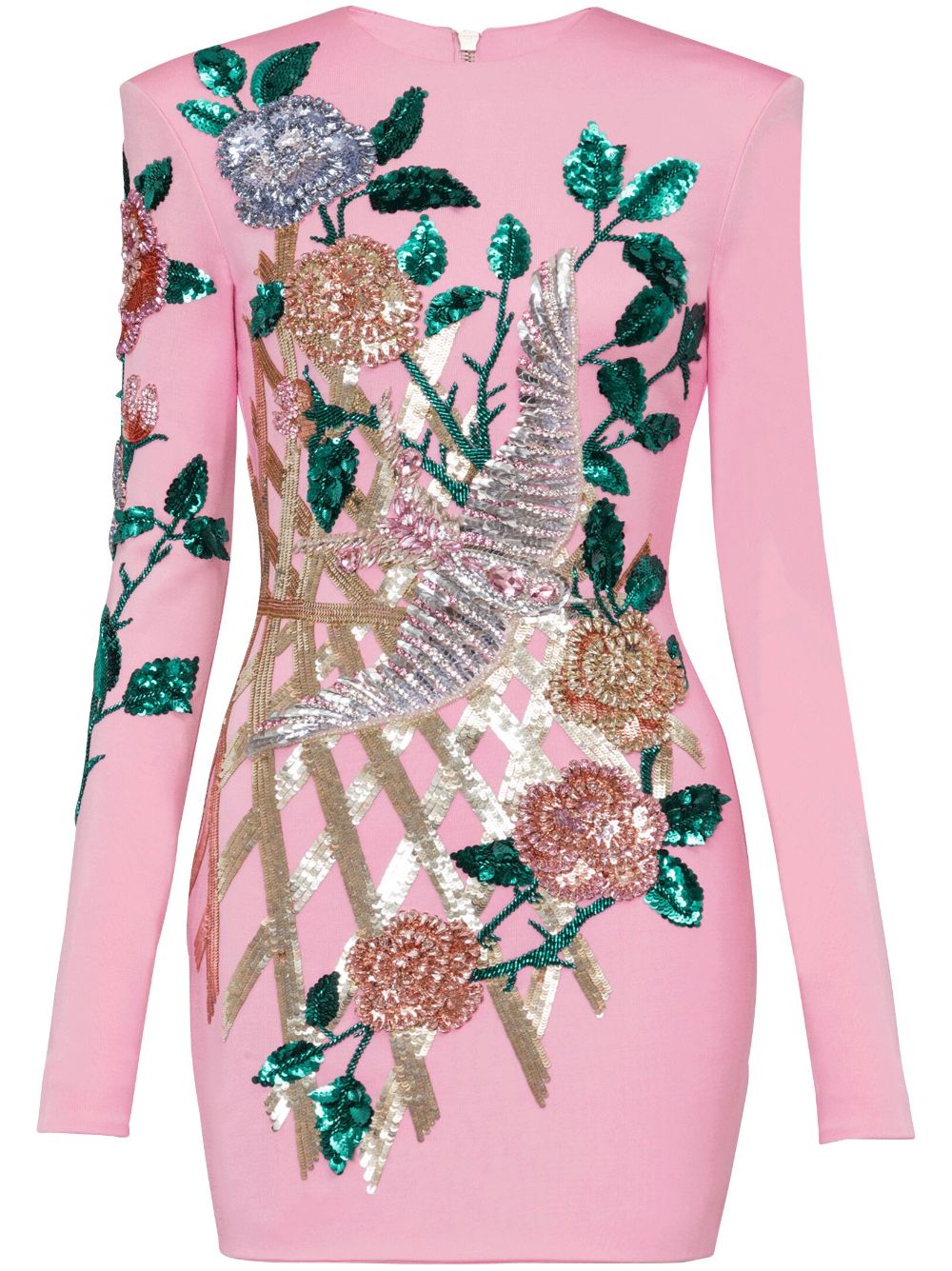 Long-sleeved sequinned minidress - Pink
