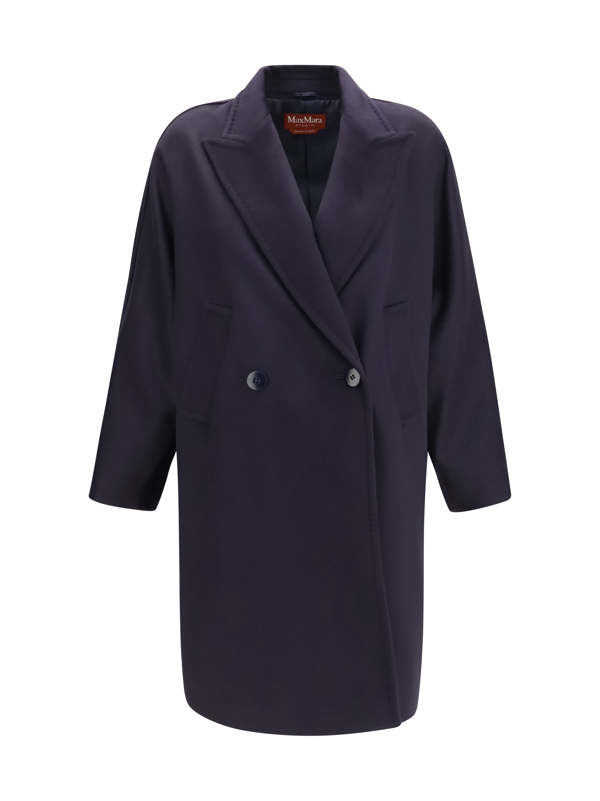 Double-Breasted Wool Coat — Navy