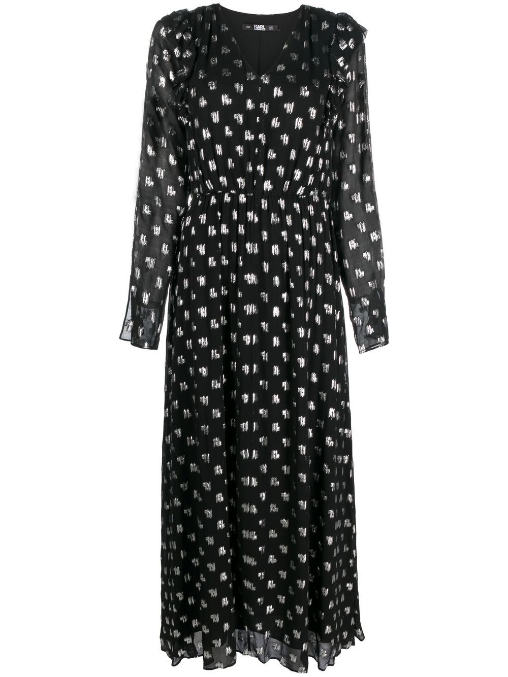 Metallic monogram-print maxi dress - Black