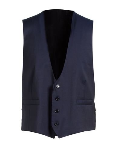 Man Tailored Vest Navy Size 42 Wool, Elastane