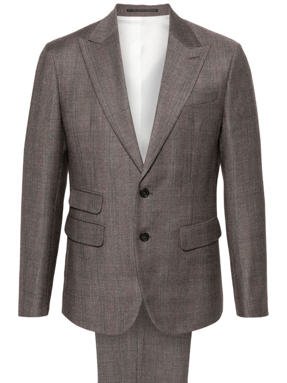 Double-breasted virgin wool suit - Brown