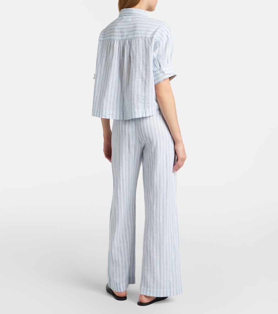 Evony striped cotton and linen wide-leg pants