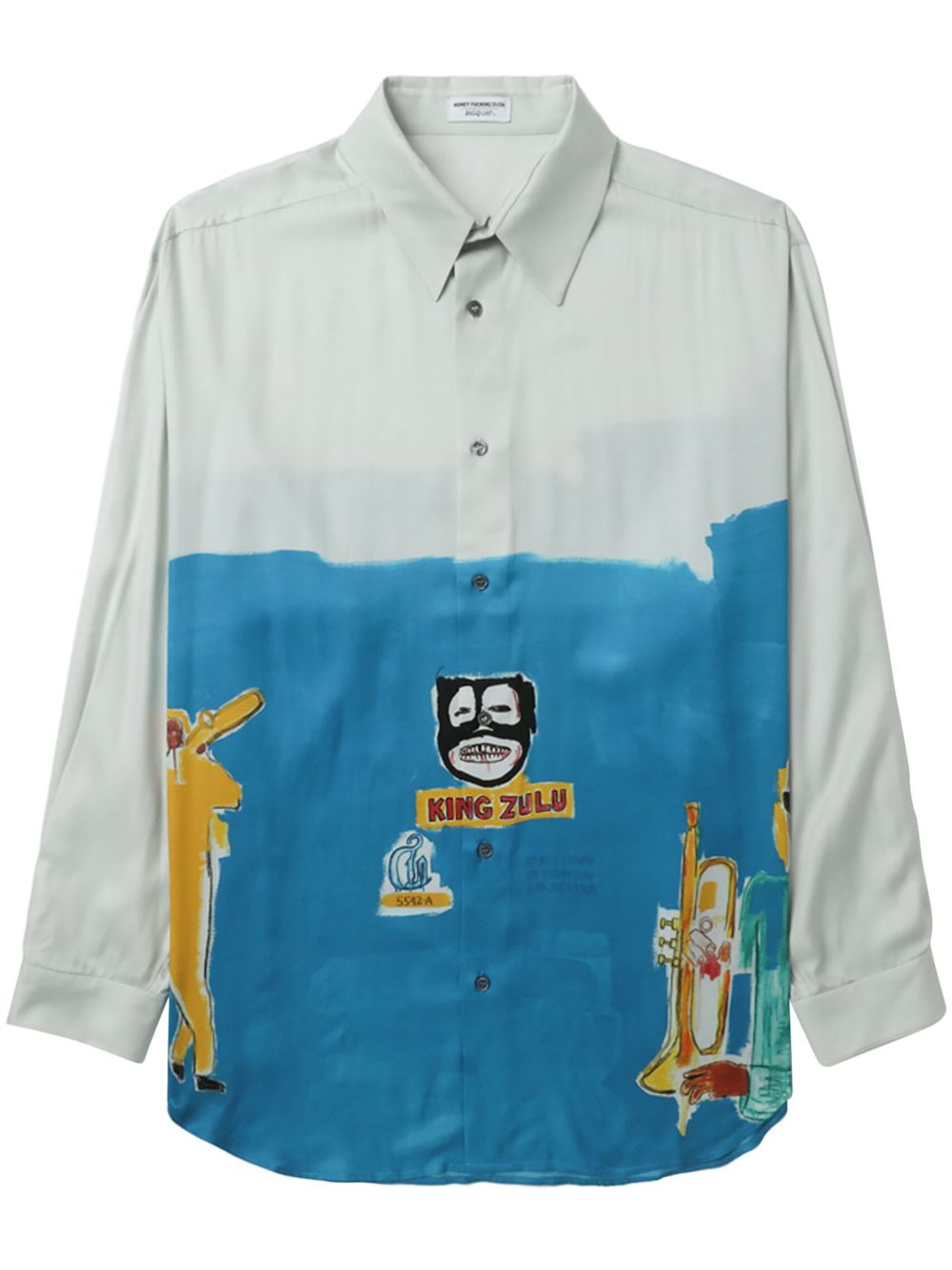 Graphic-print long-sleeve shirt - Blue