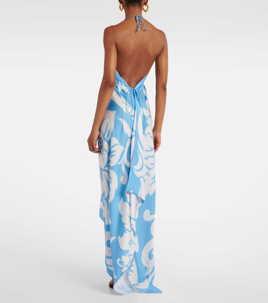 Printed silk midi dress