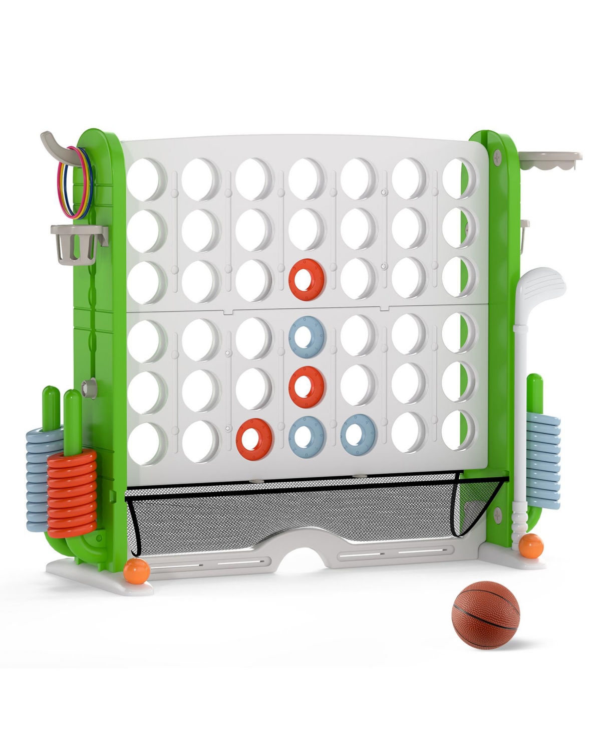 Jumbo Connect Game with Ring Toss and Basketball Hoop Set - Green