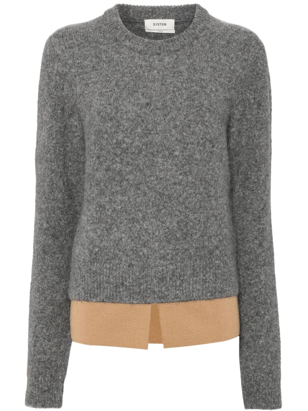 Shirt layered knit top - Grey