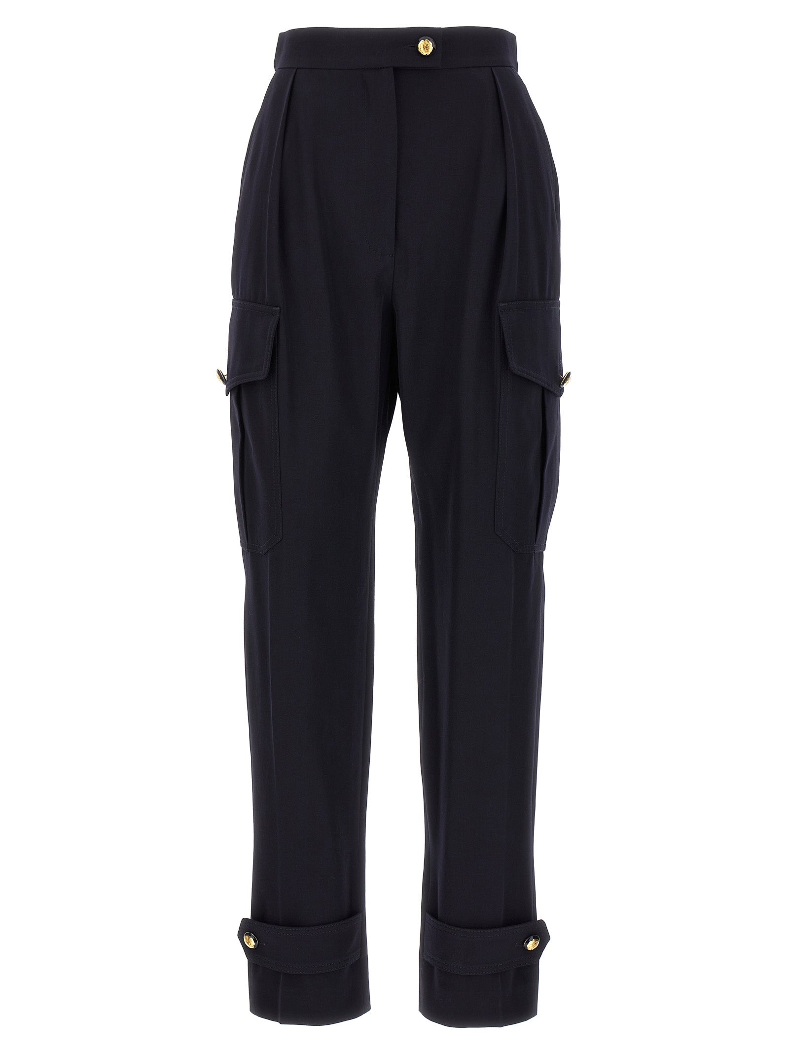 Wool-Cotton Blend Cargo Pants — Navy