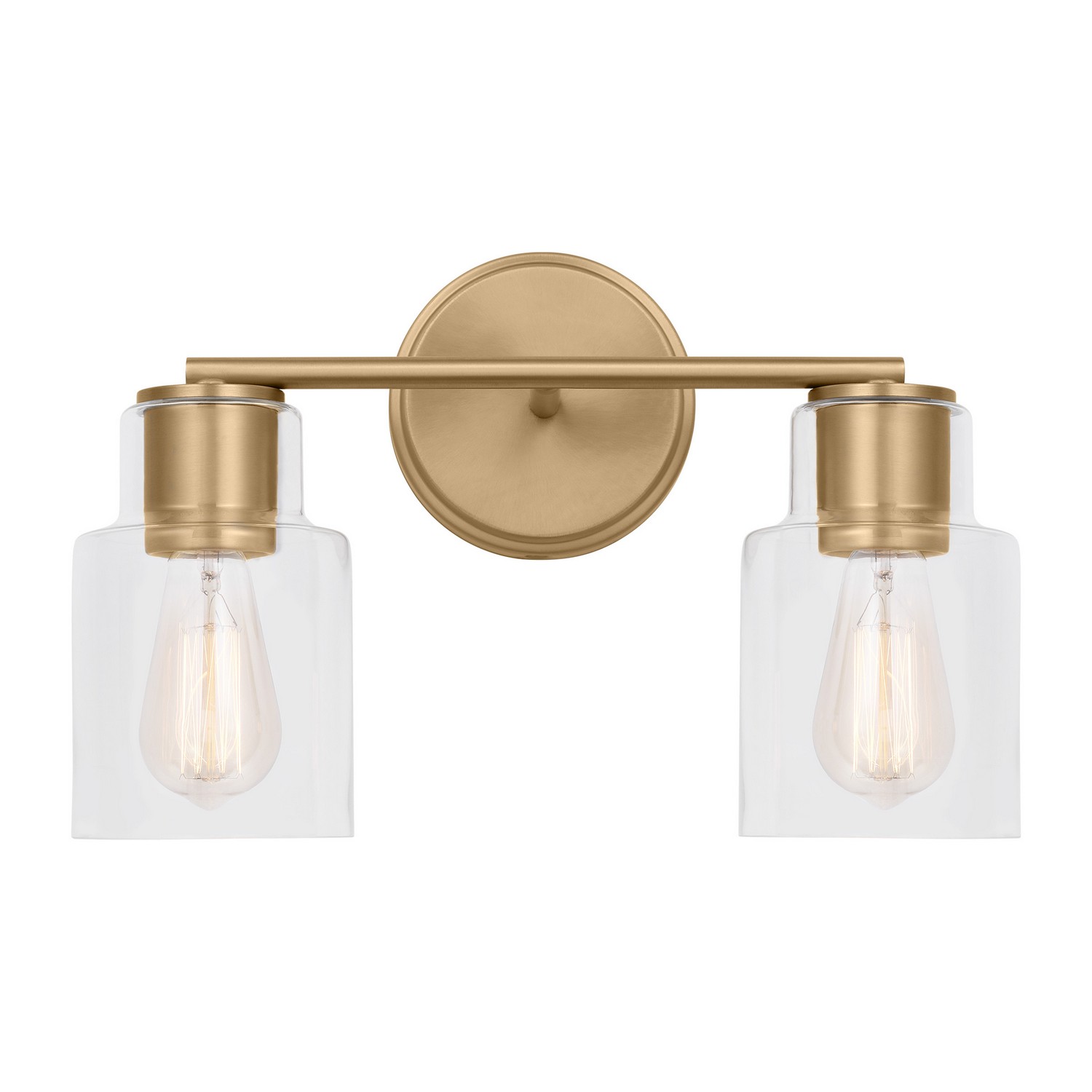 Satin Brass Two Light Bath from the Sayward Collection