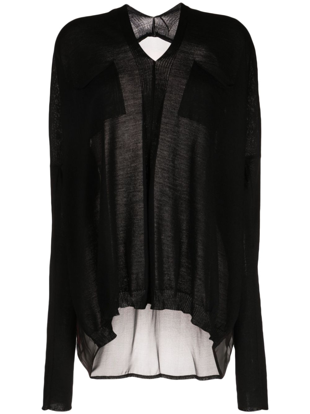 Abstract-print wool blouse - Black