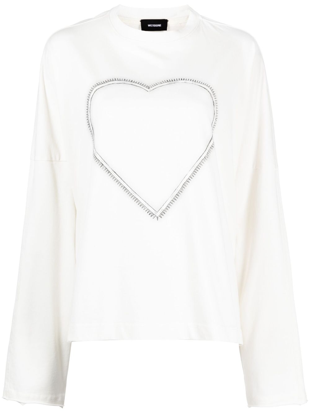 Heart-print cotton jumper - White