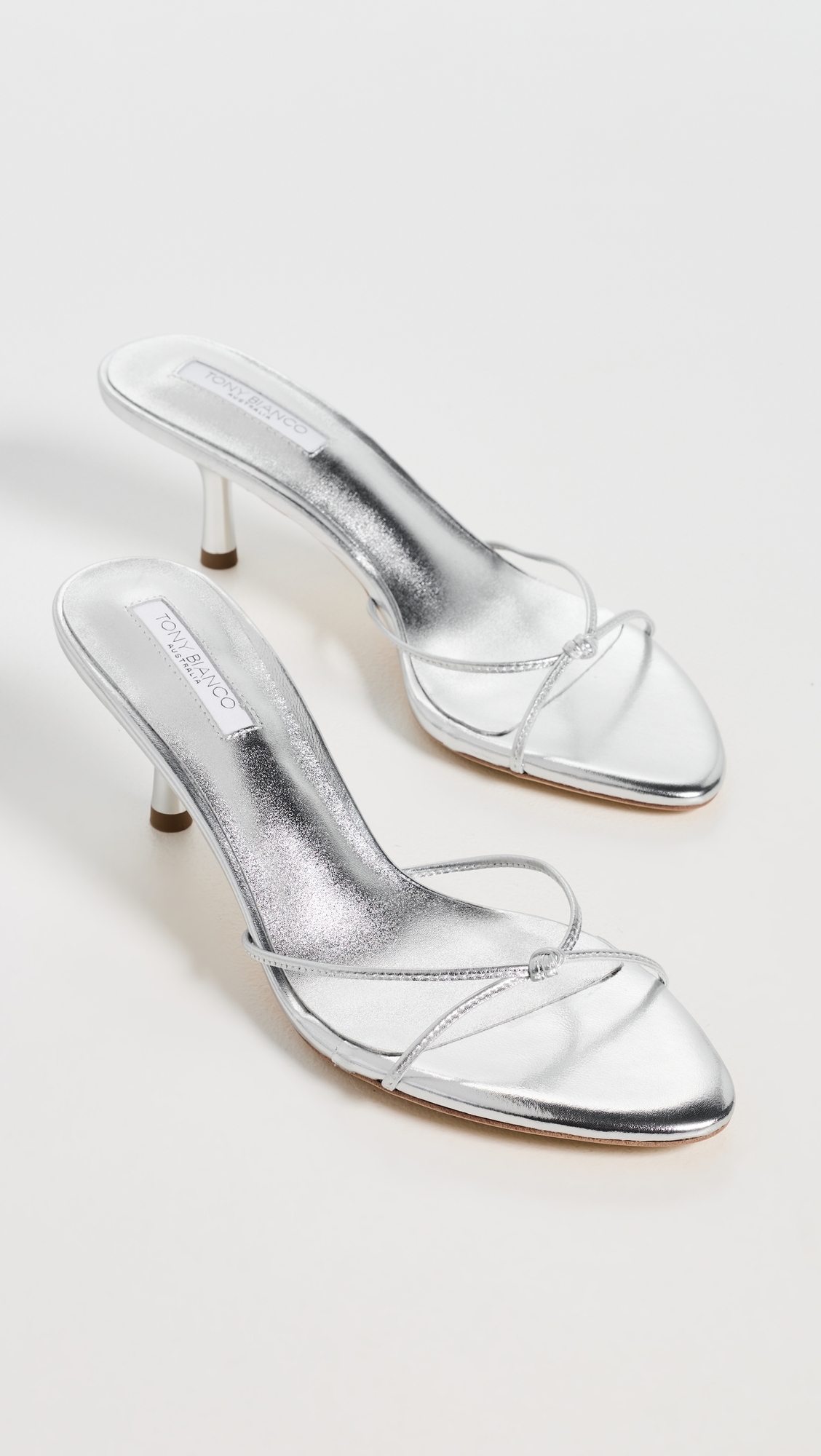 Dana Heeled Mules Silver Nappa Metallic