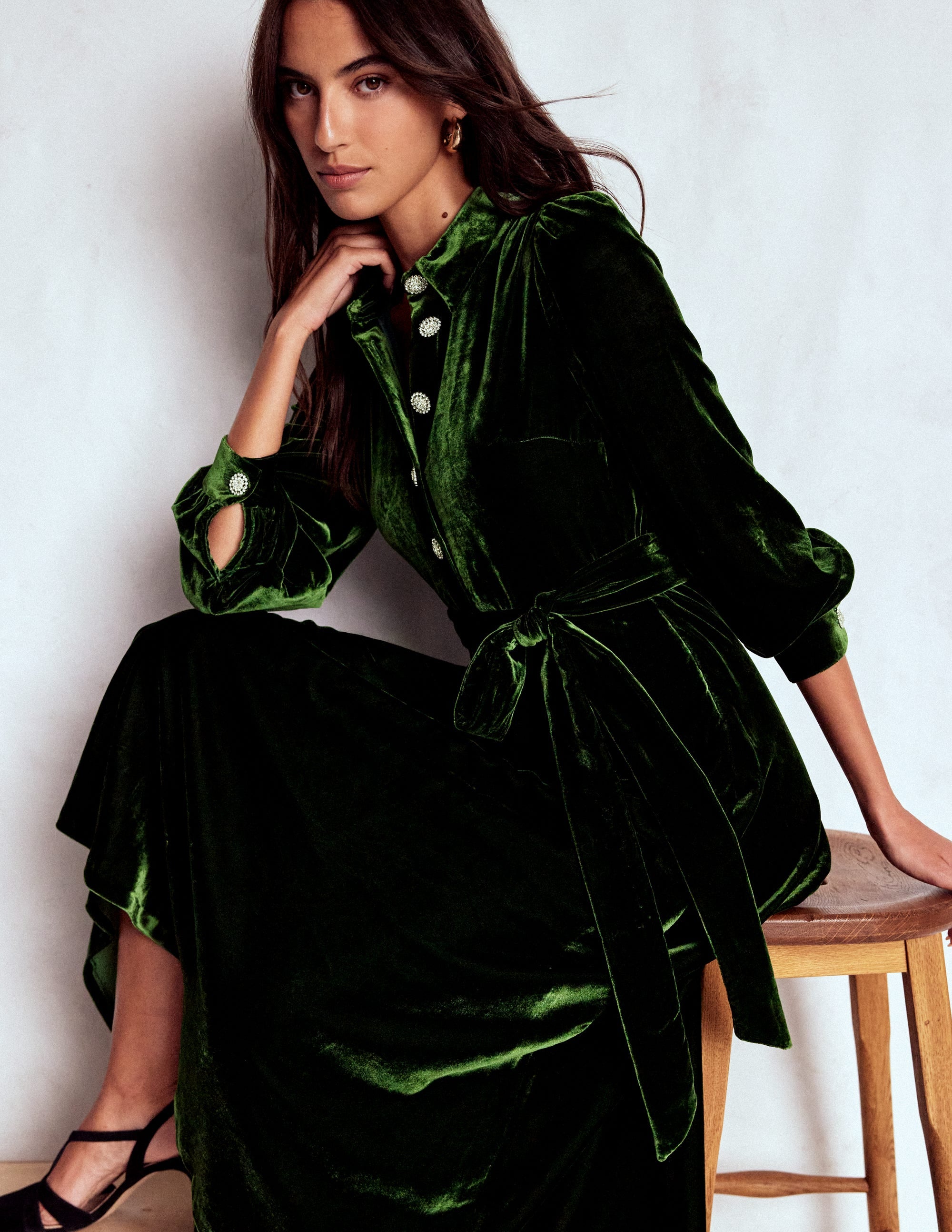 Vivienne Velvet Midi Dress Green Fir