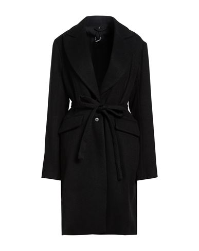 Woman Coat Black Size 10 Wool, Cotton, Polyamide