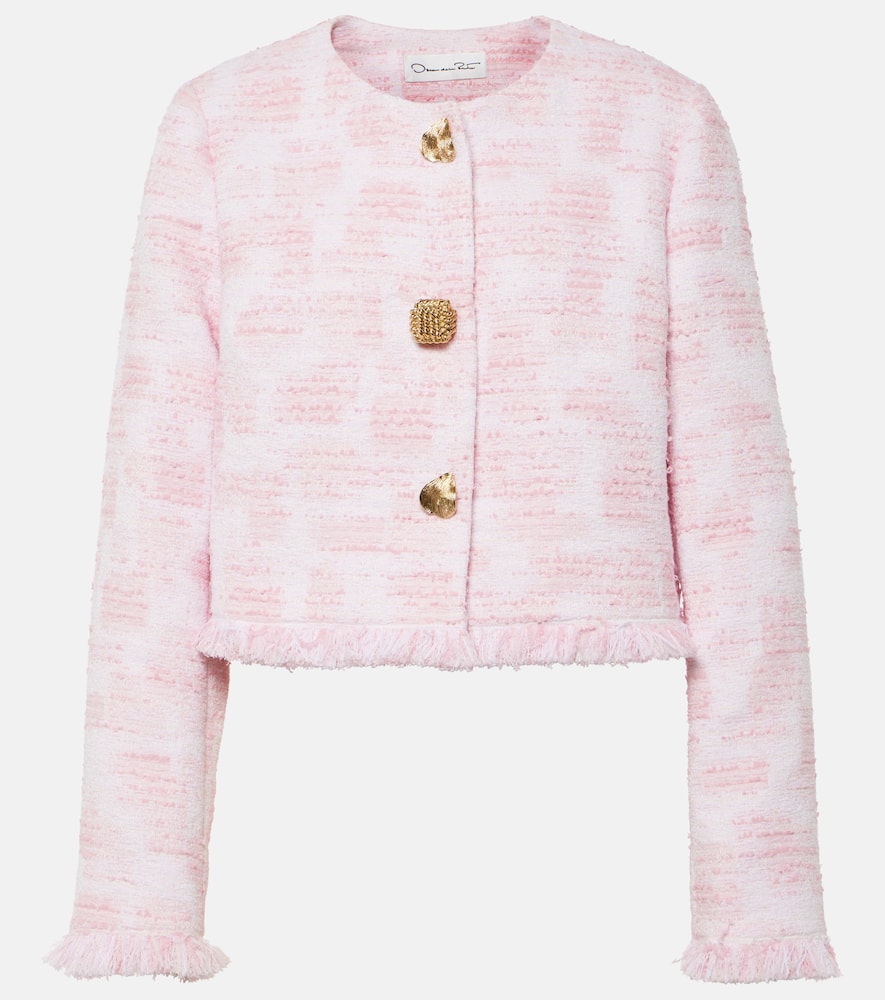 Fringed cropped tweed jacket