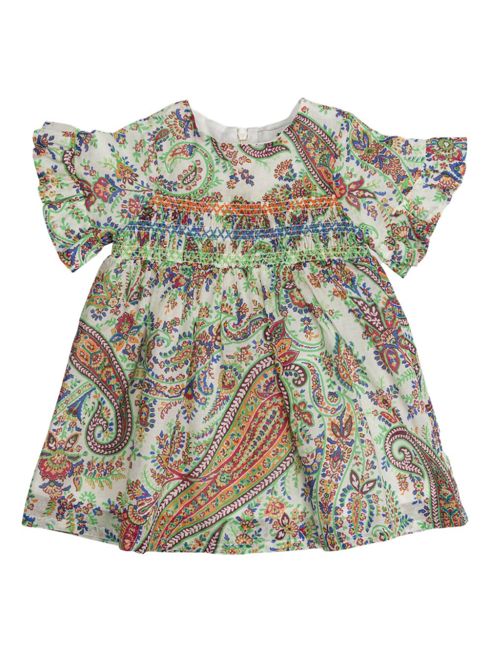 Paisley-print cotton flared dress - Green