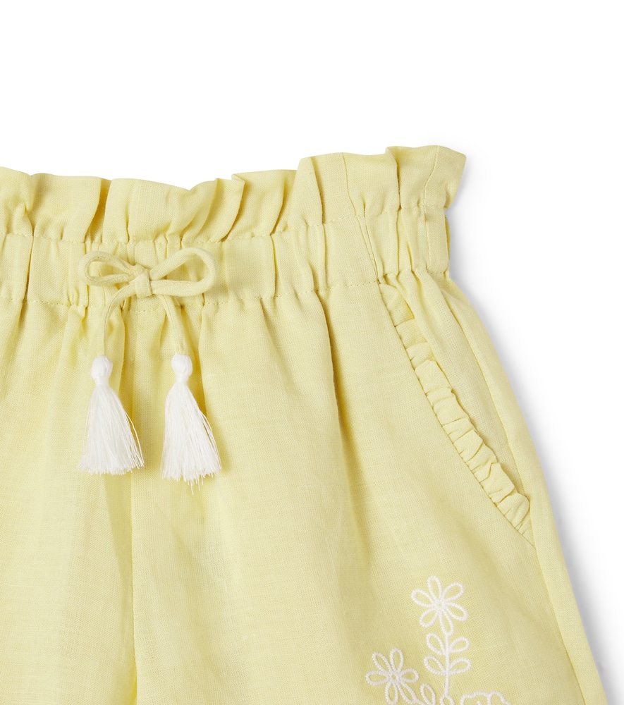 Embroidered ramie shorts