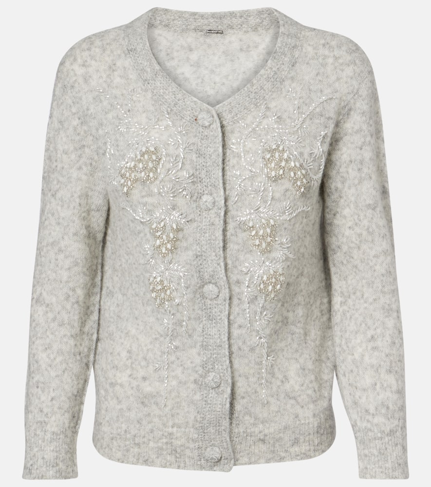 Beaded alpaca and wool-blend cardigan