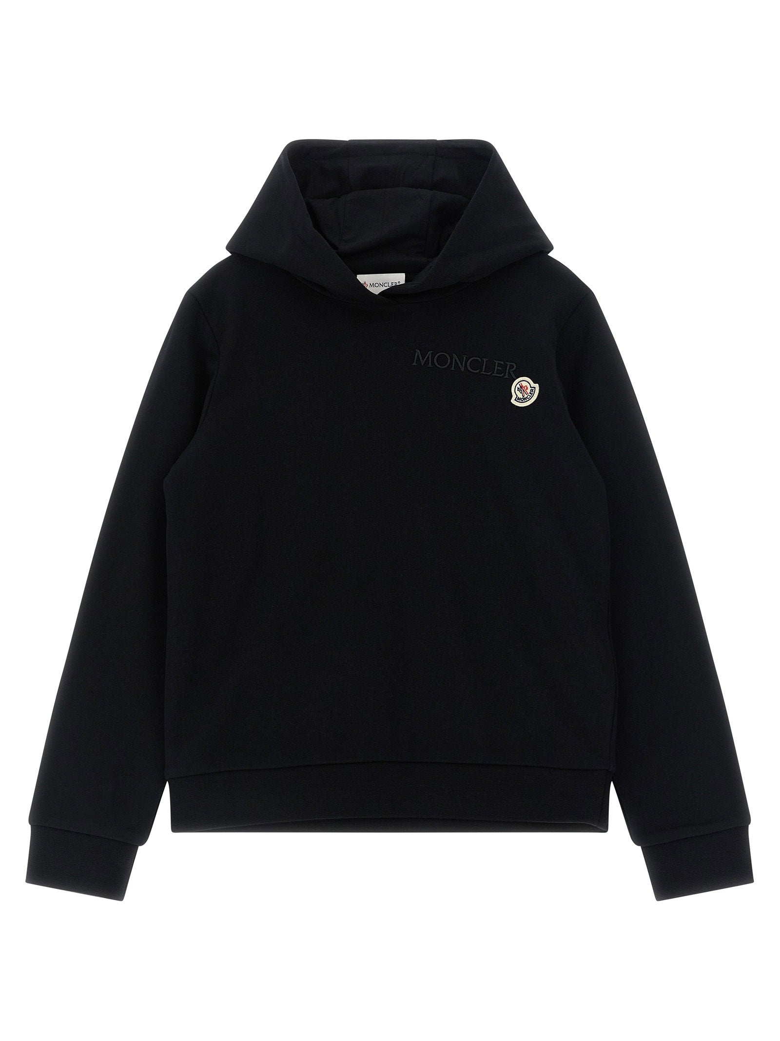 Logo-Embroidered Cotton Hoodie — Black