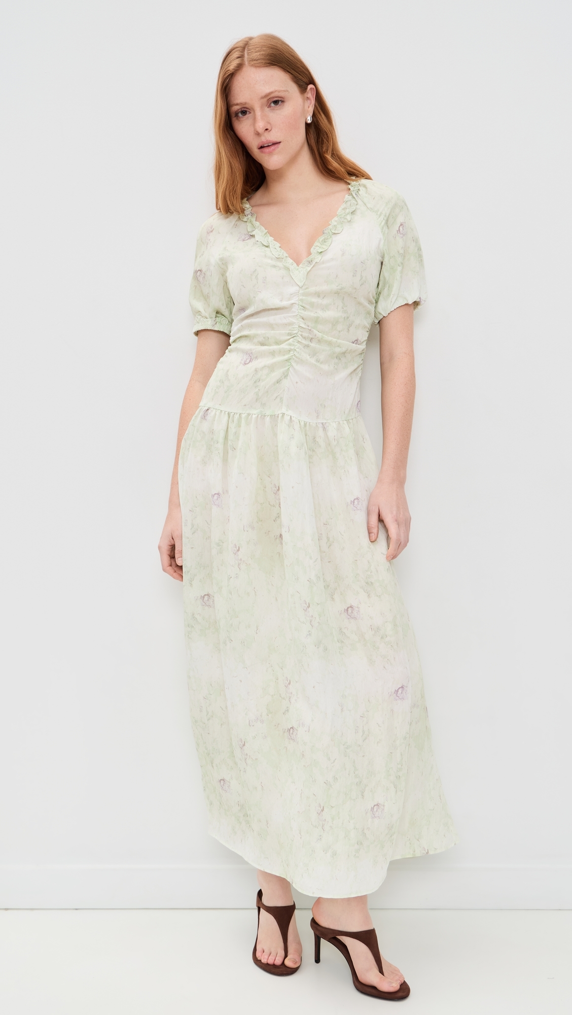 Abelline Dress Distorted Green Flower