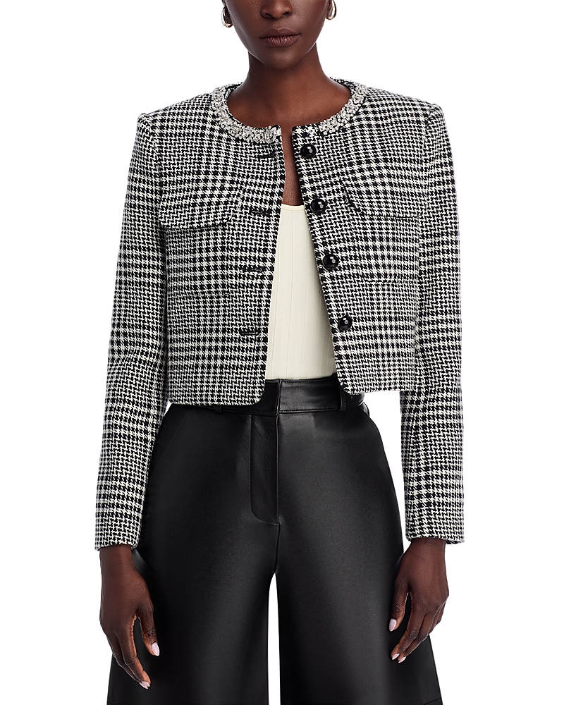 Houndstooth Crystal Trim Jacket