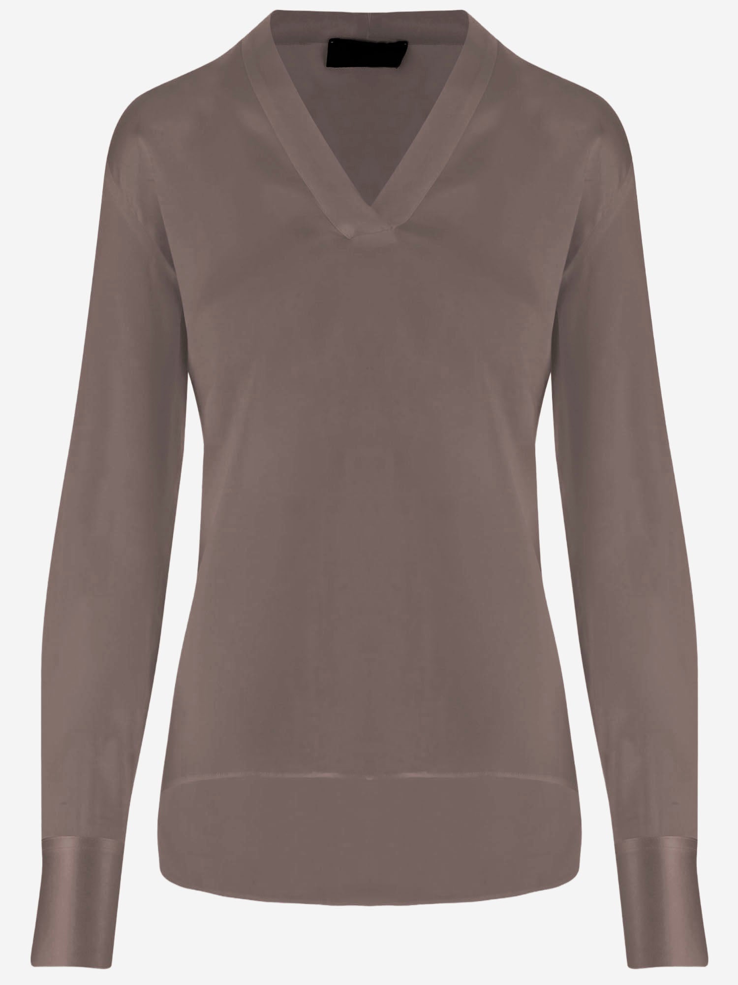 Stretch Silk Shirt — Taupe