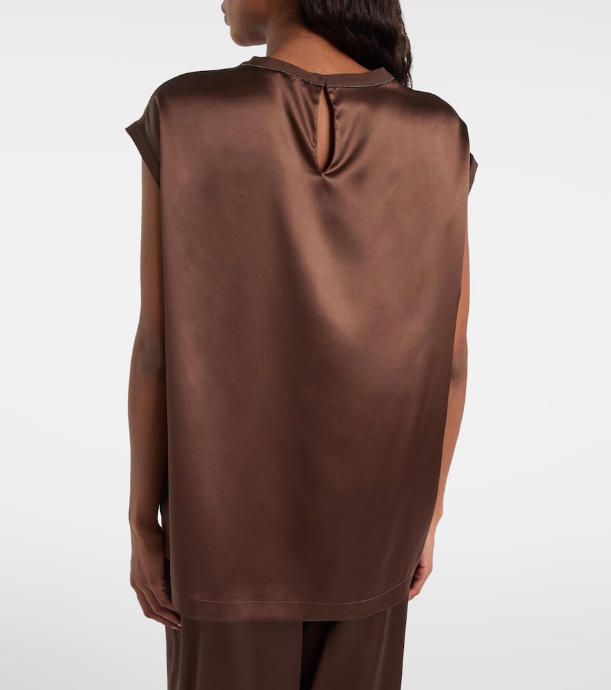 Silk-blend satin top