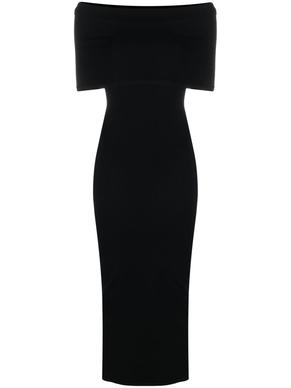 Off-shoulder ribbed dress - Black