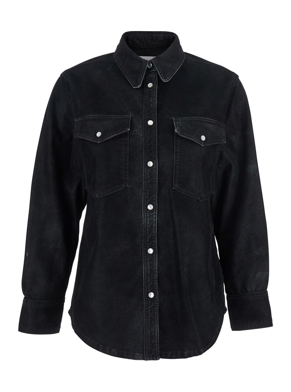 Denim Button-Up Shirt — Black