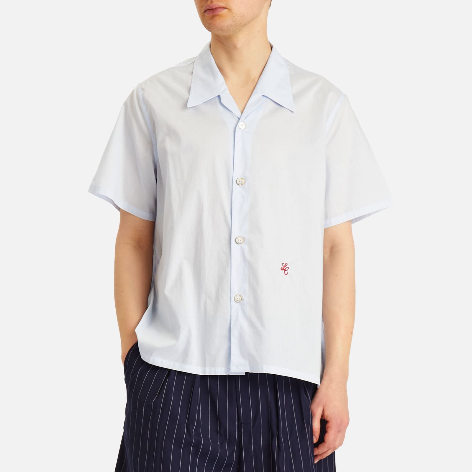 Late Checkout Men's Short Sleeve Shirt in Ice Blue