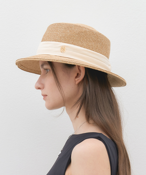 Raffia boater hat