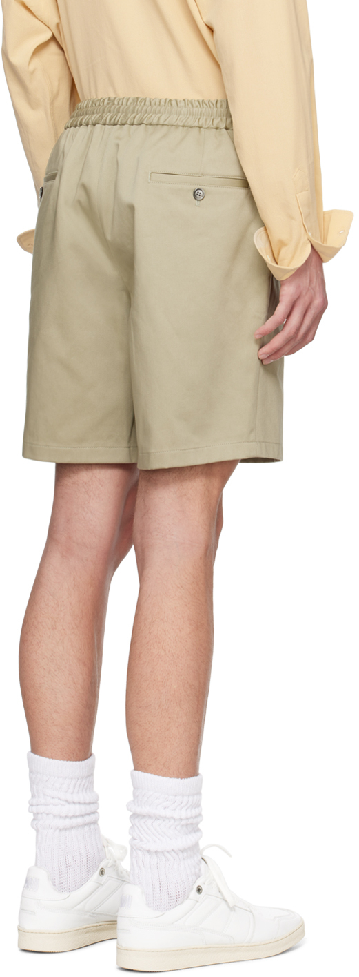 AMI Paris Khaki Elasticated Waist Shorts