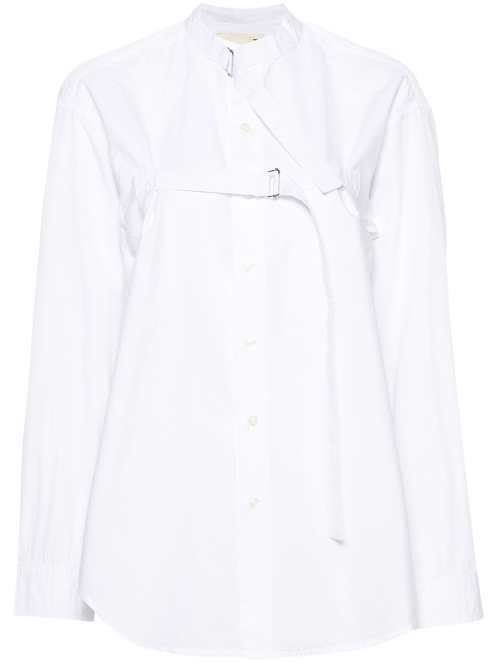 Buckle-fastening cotton shirt - White