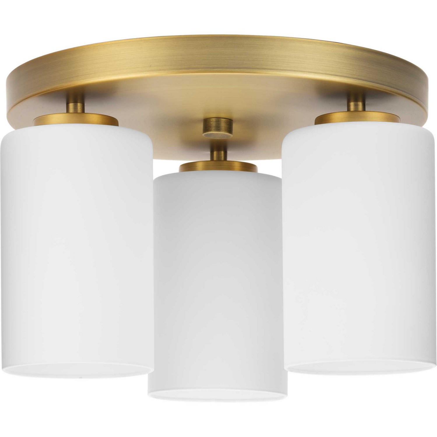 Vintage Brass Three Light Flush Mount from the Cofield Collection