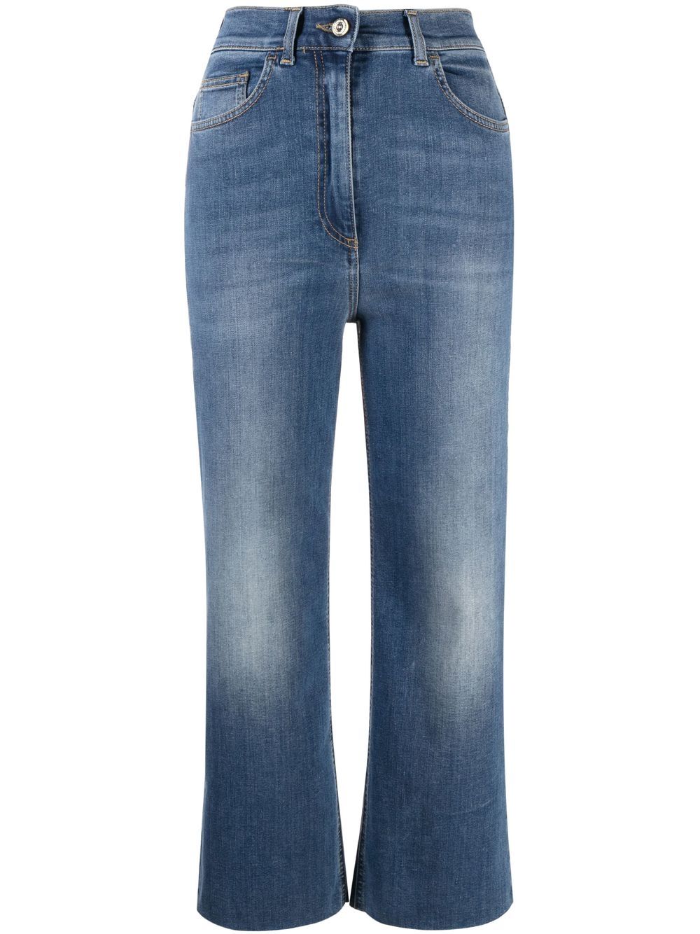 Cropped high-waisted jeans - Blue