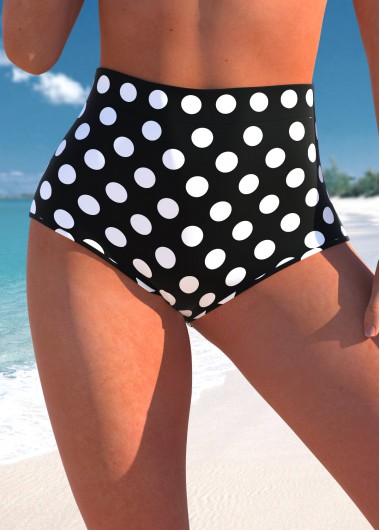 Modlily High Waisted Polka Dot Black Bikini Botto