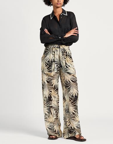 Woman Pants Khaki Size S Viscose, Silk