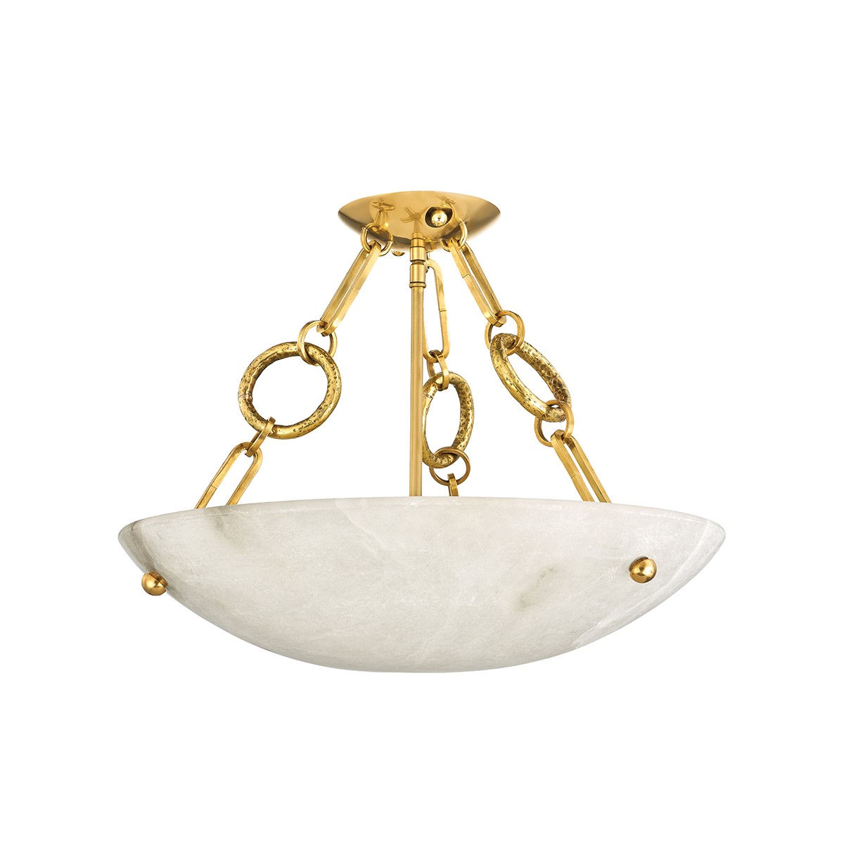 Vintage Brass Four Light Semi Flush Mount from the Yadira Collection