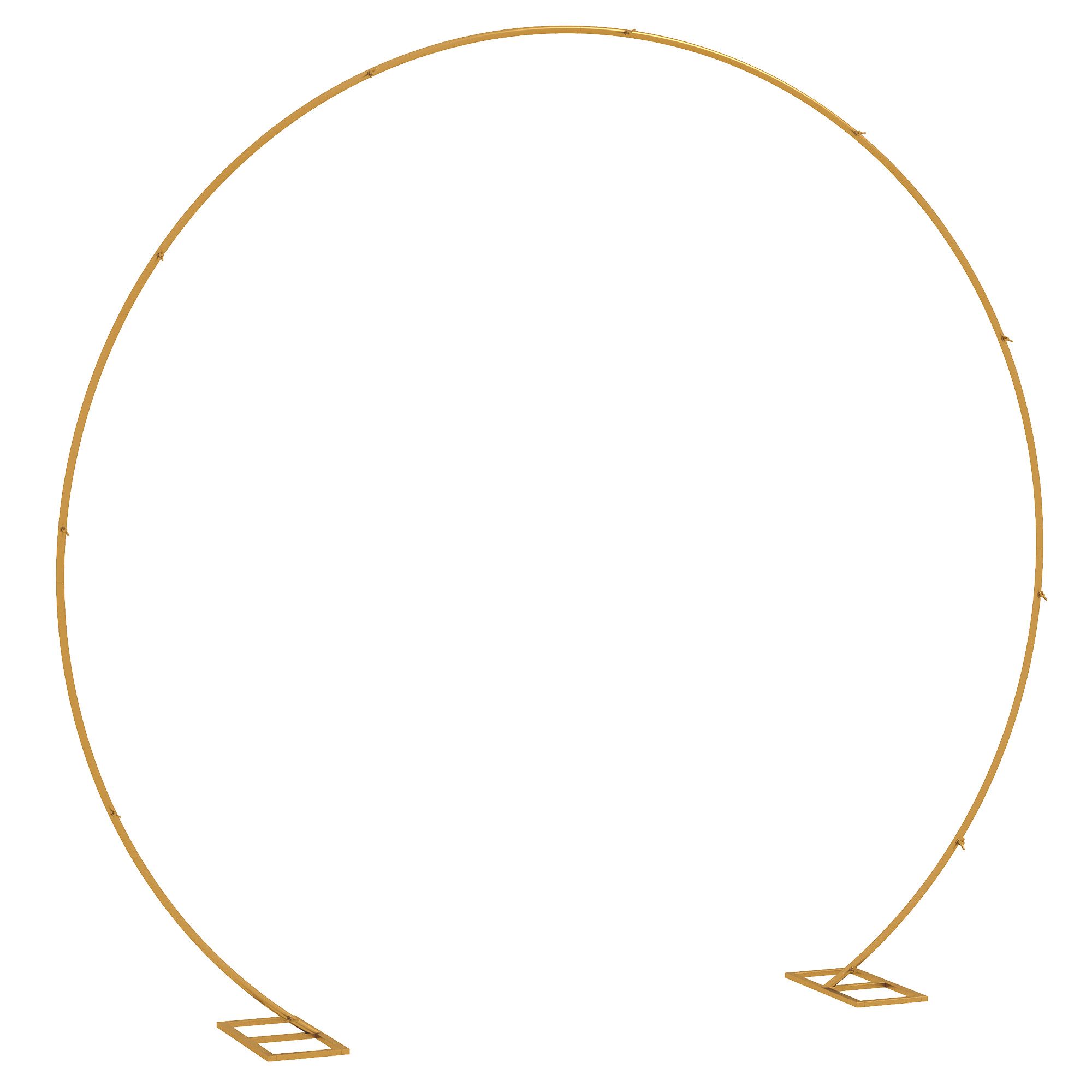 Outsunny 280Cm Gold Tone Wedding Arch Round Backdrop Stand For Birthday Party